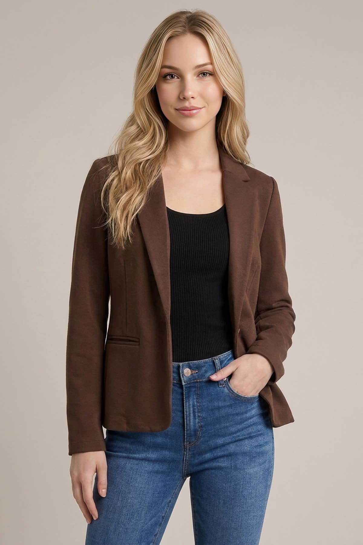 Classic Single-Button Tailored Blazer