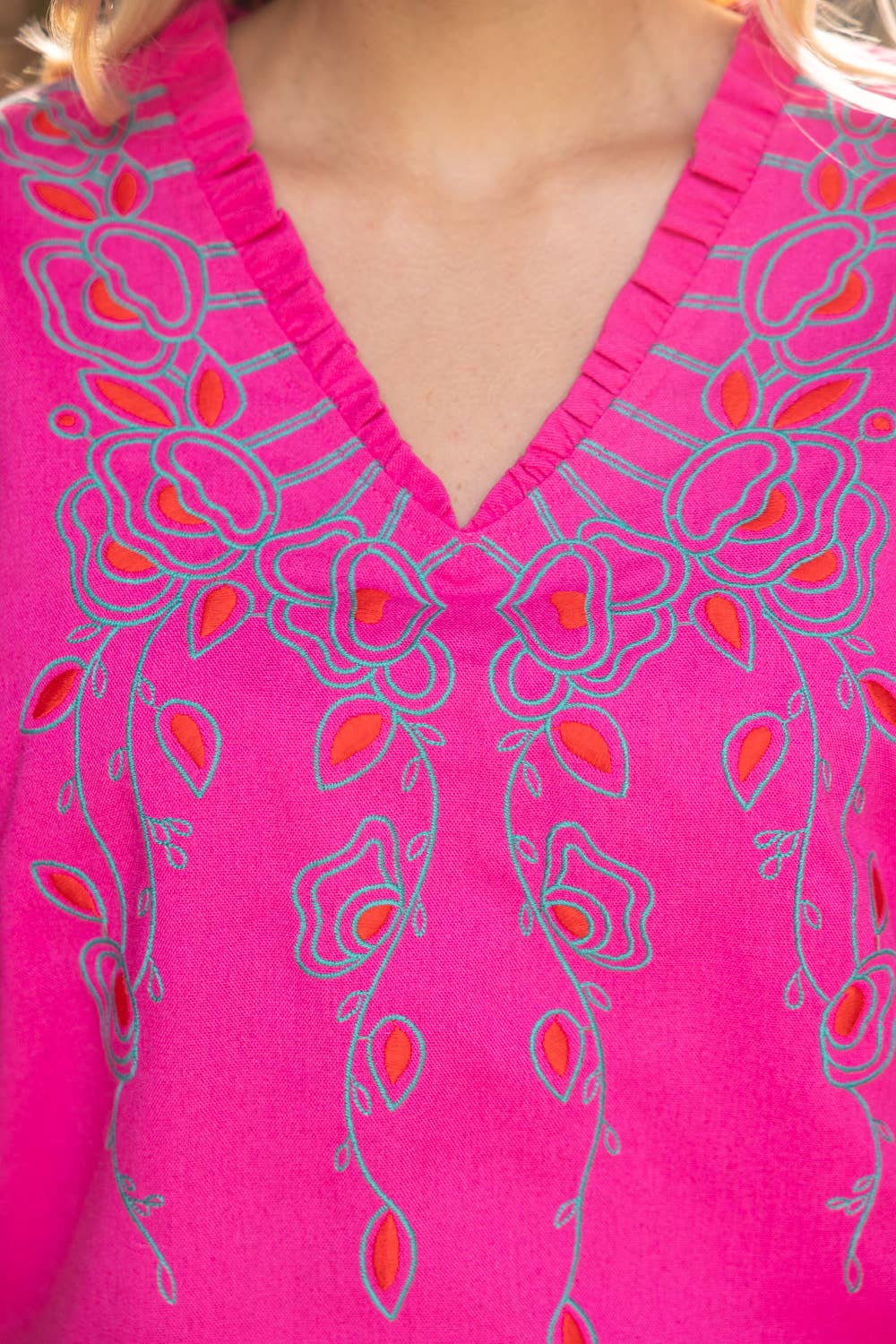 Ruffle Detailed Embroidered Top