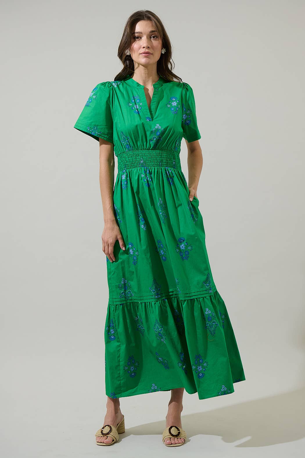 Halina Floral Poplin Maxi Dress
