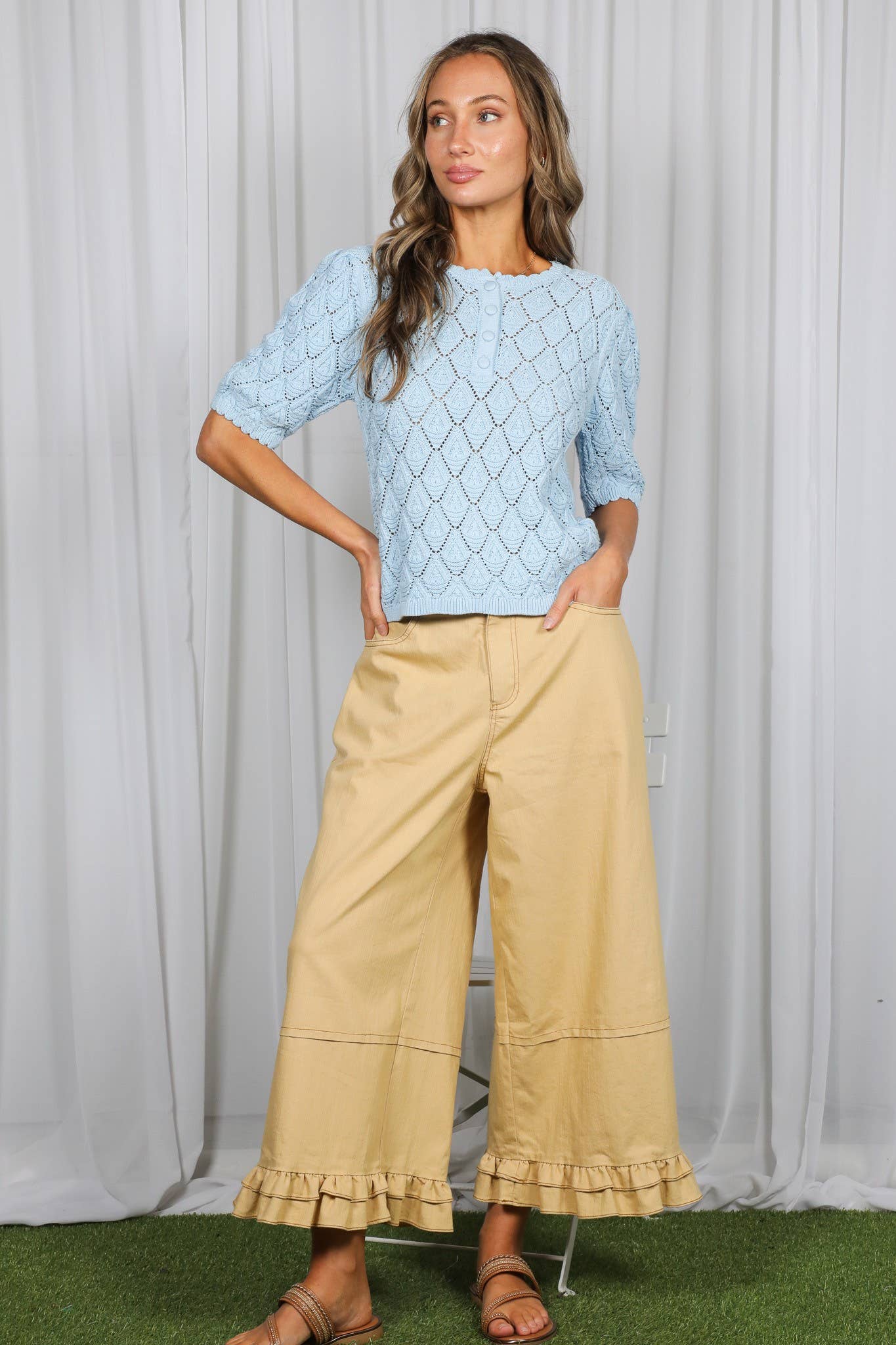 Textured Cotton Knitted Sweater