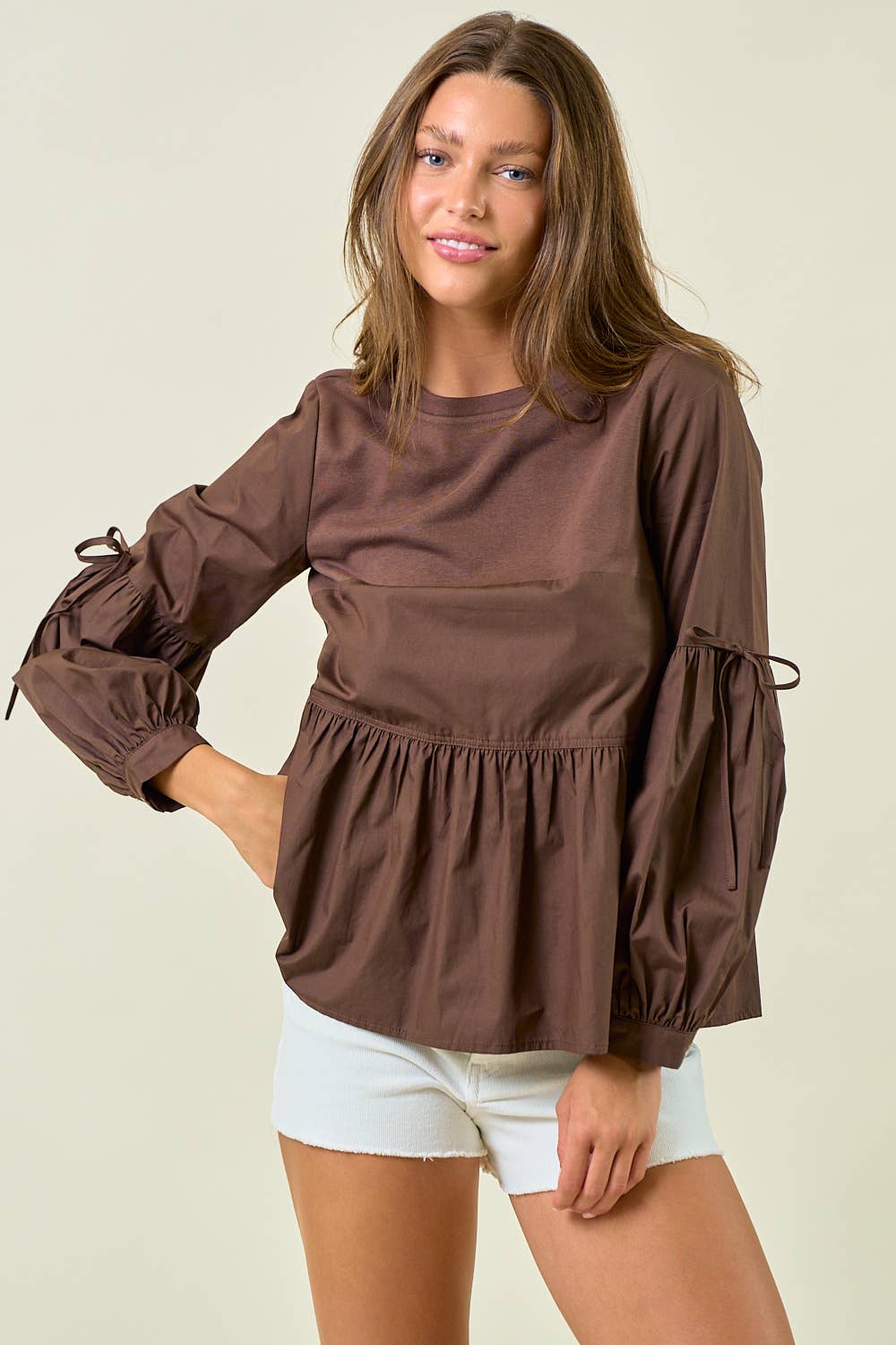 Puff Sleeve Peplum Blouse