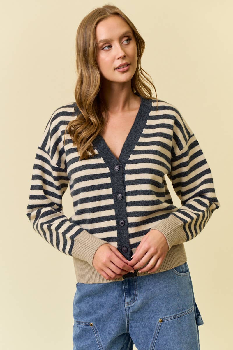 STRIPE CARDIGAN SWEATER