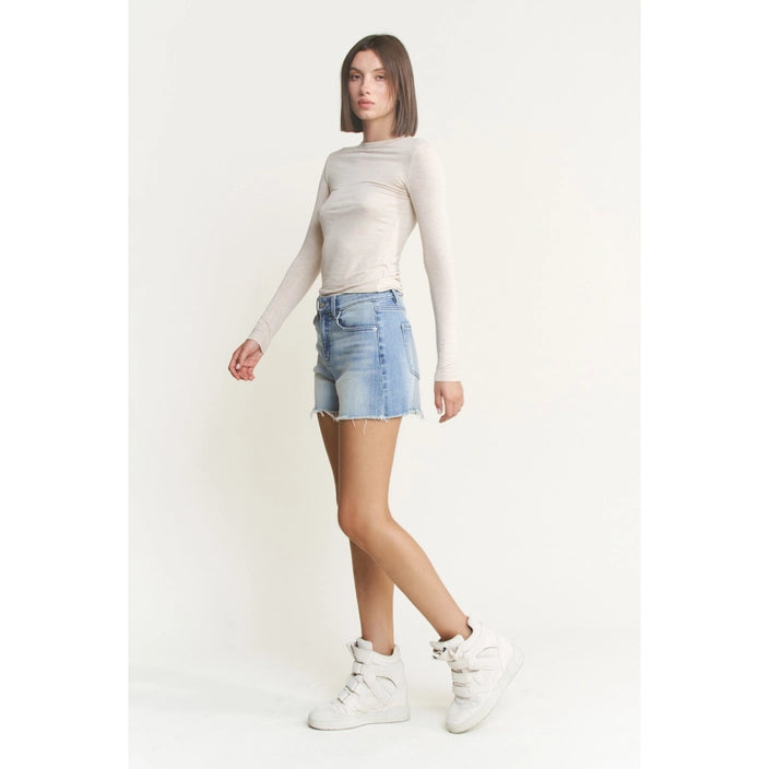 High Rise Frayed Hem Shorts