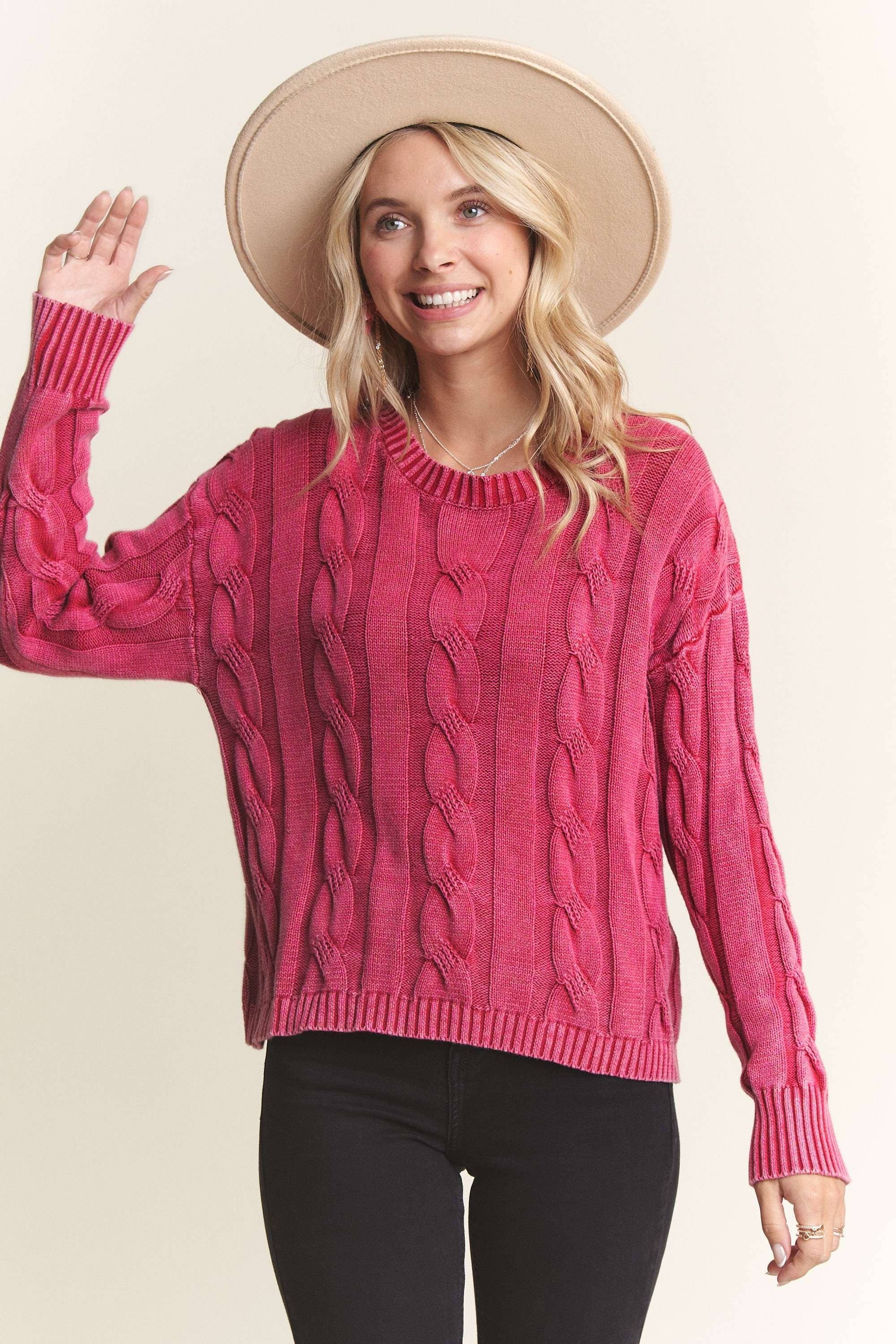 MINERAL WASHED CABLE KNIT