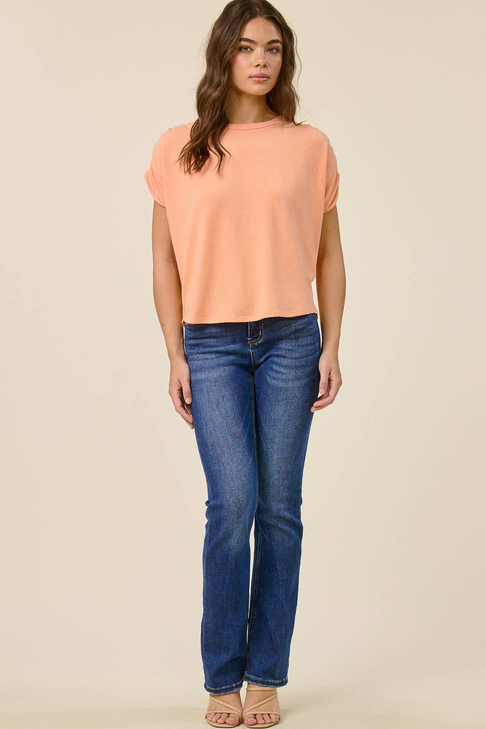 Ruched Shoulder Crepe Hacci Top
