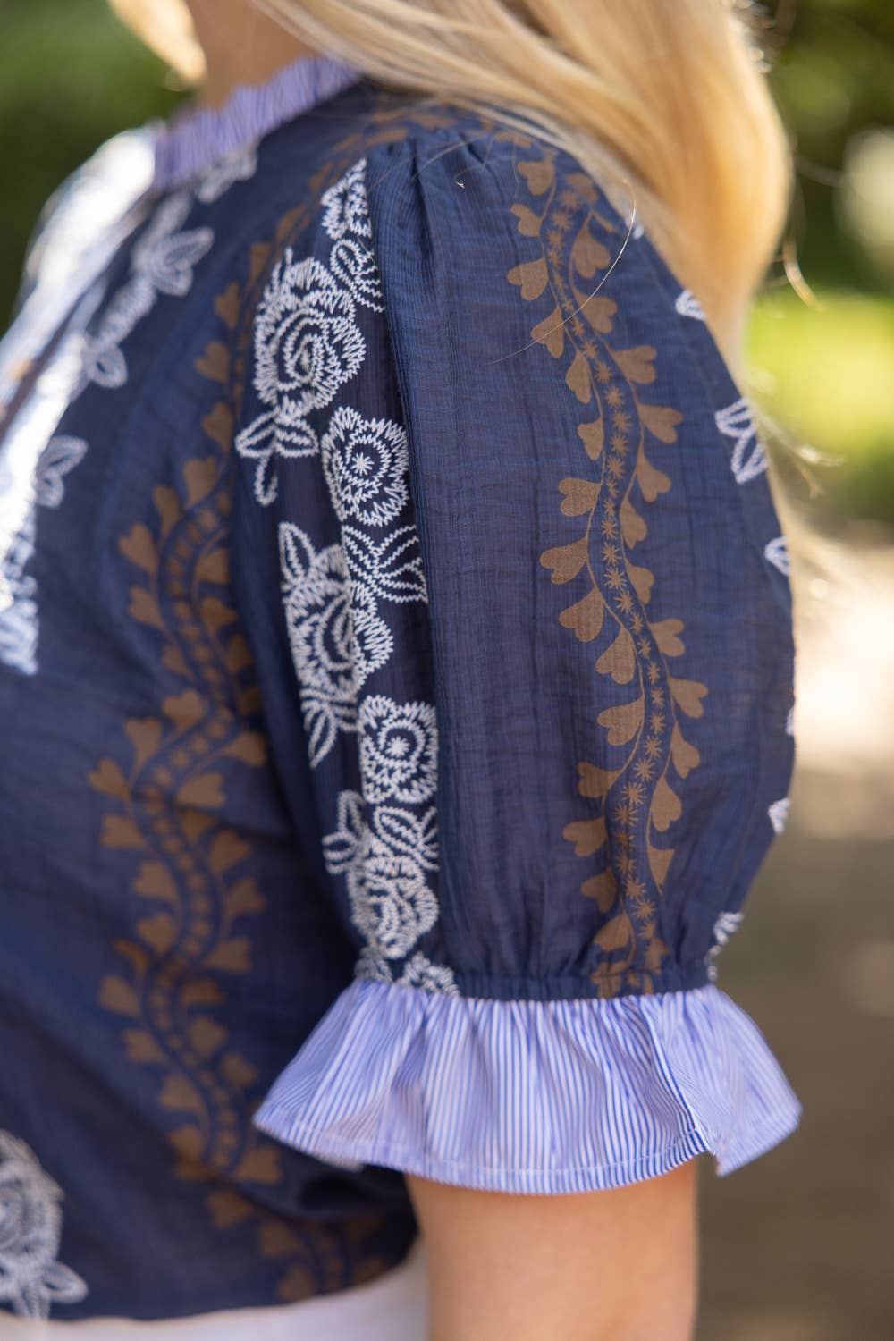 Stripe Floral Printed Top