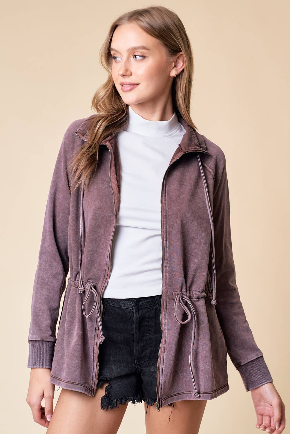 Zip-up Front Knit Jacket