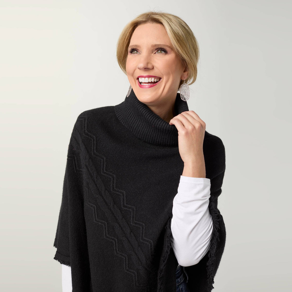 Heavenly-Luxe Cable Knit Turtleneck Poncho