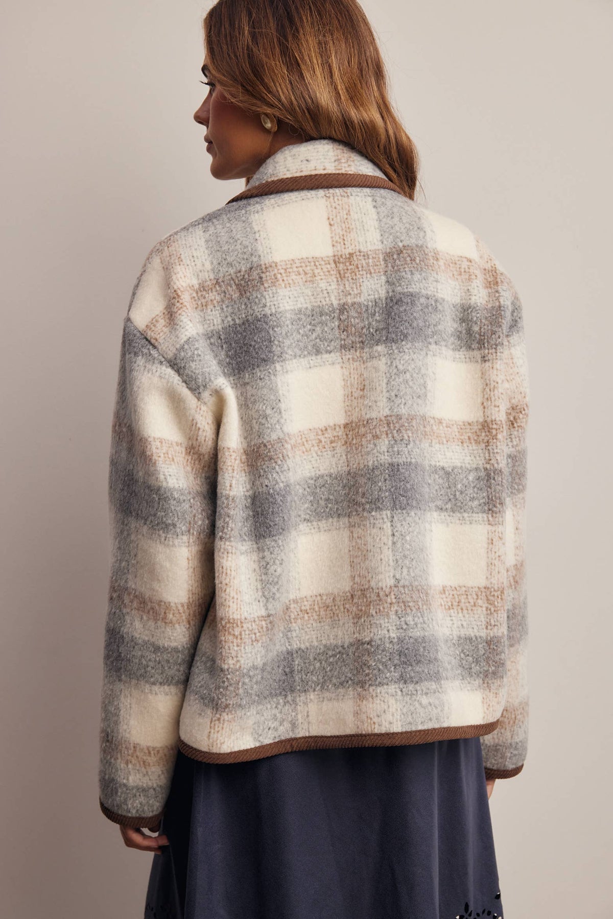 Plaid Contrast Trim Jacket