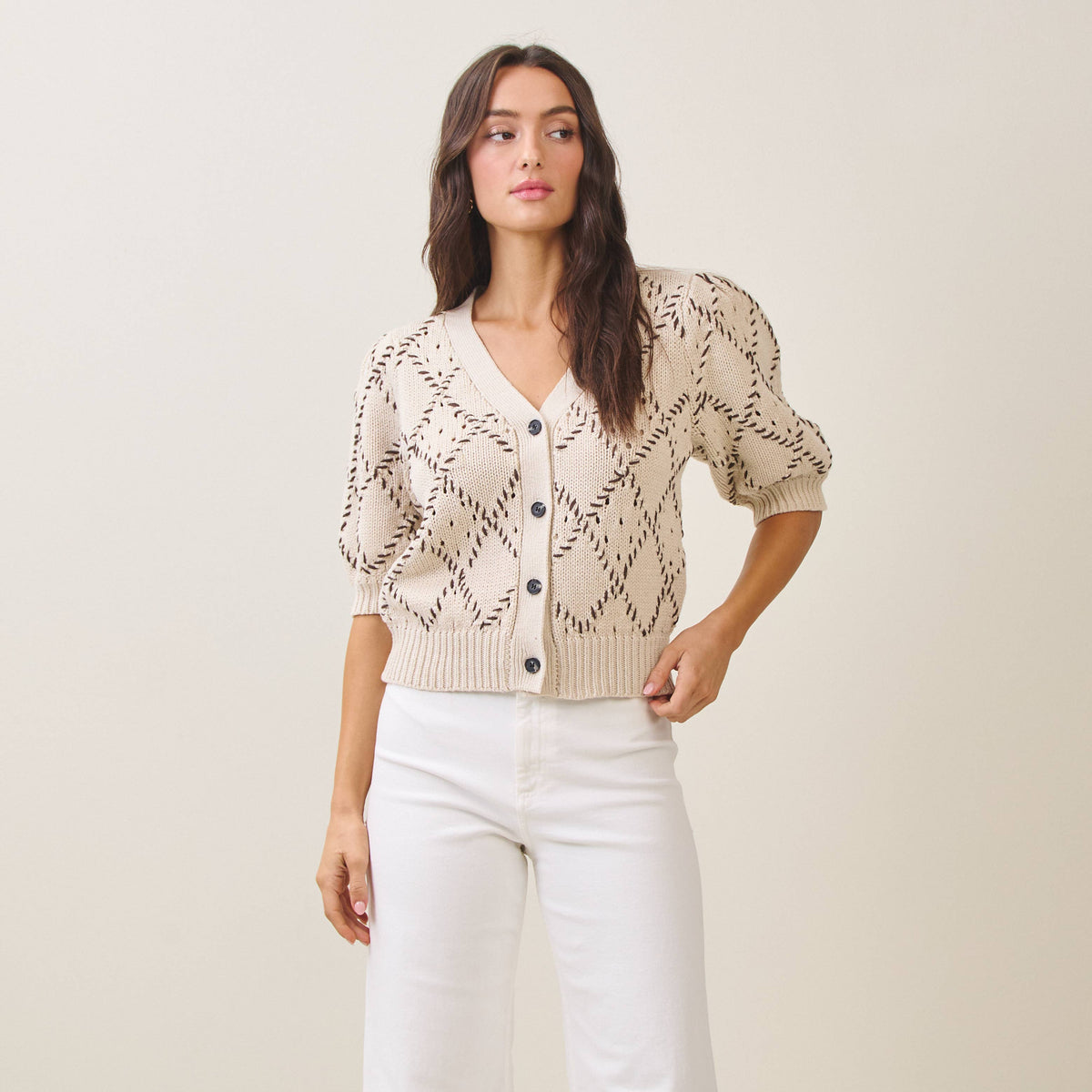 Whipstitch Diamond Cardigan