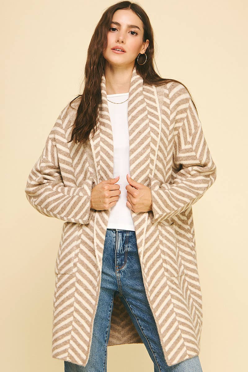 DIAGONAL STRIPE CARDIGAN