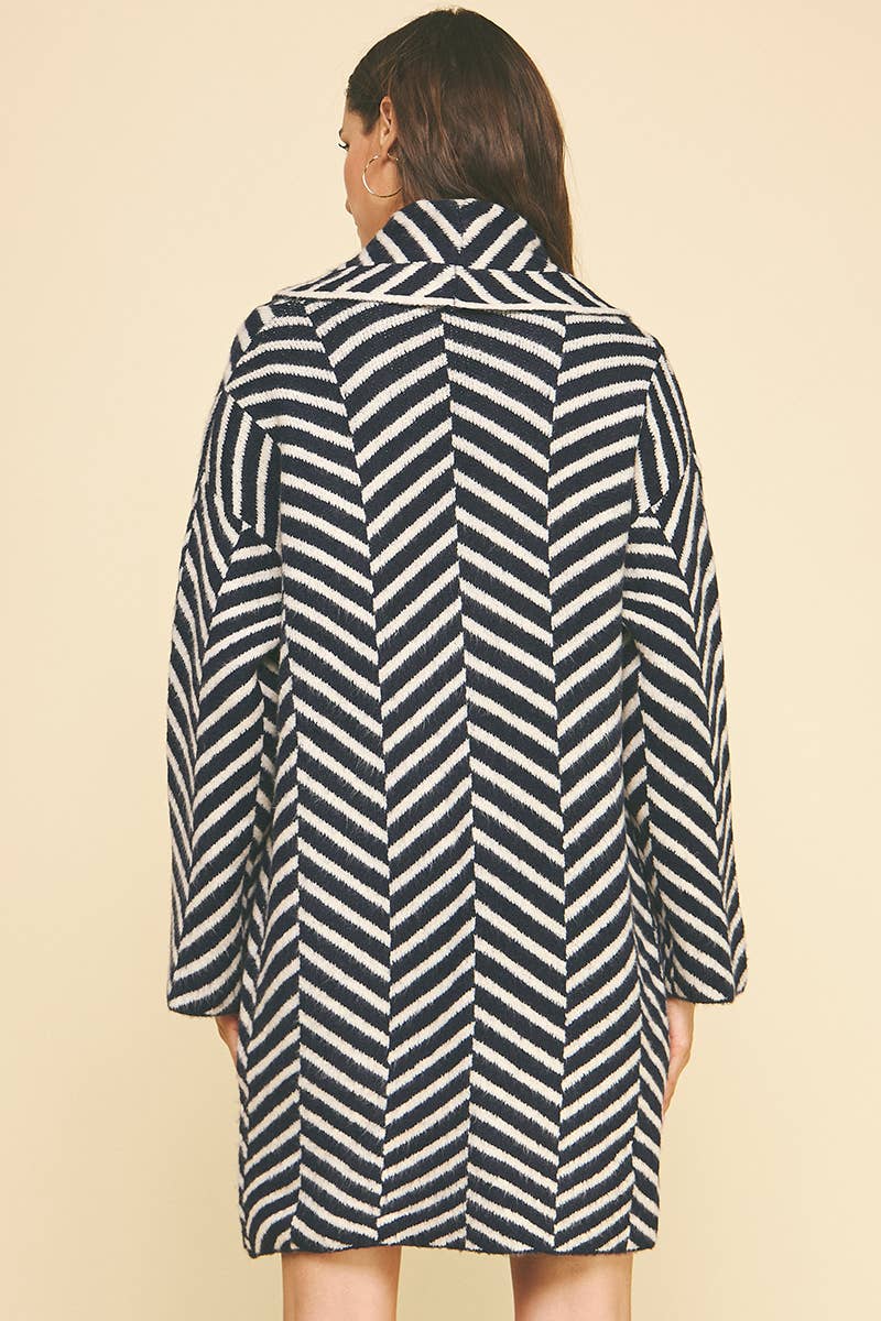 DIAGONAL STRIPE CARDIGAN