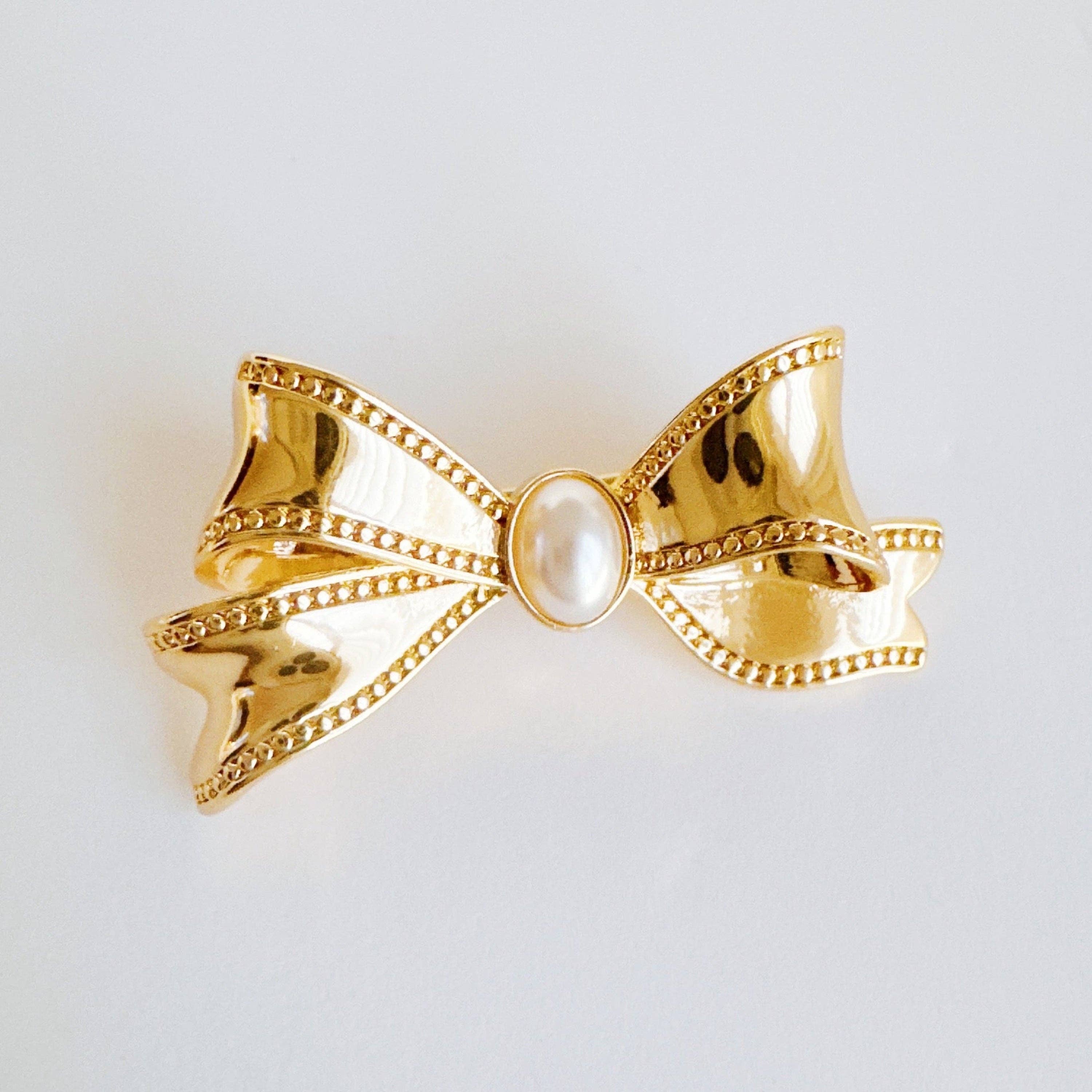 Vintage Pearl Bow Brooch Pin