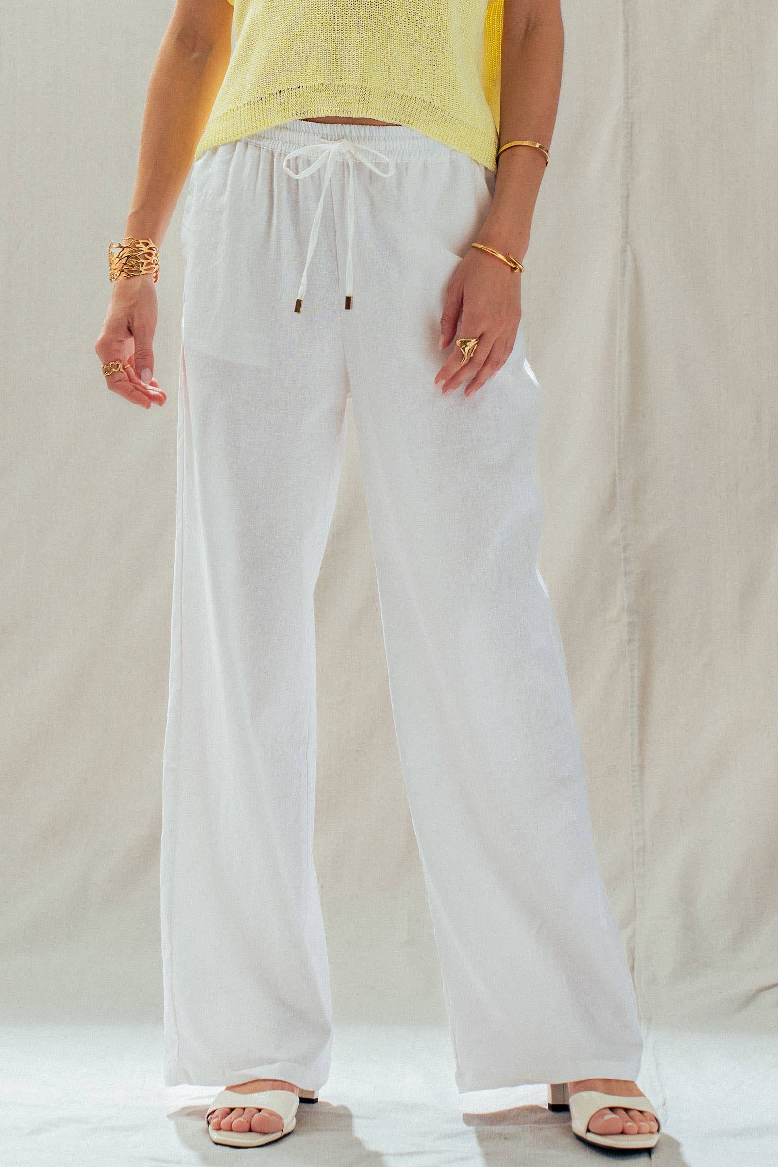 Linen Blend Wide Leg Pants