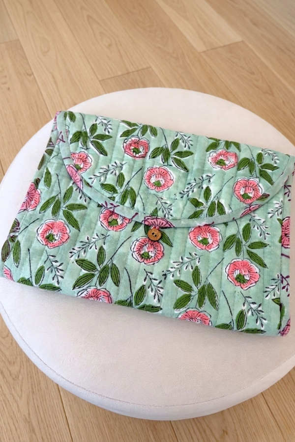 Freya Green Floral Jewelry Pouch