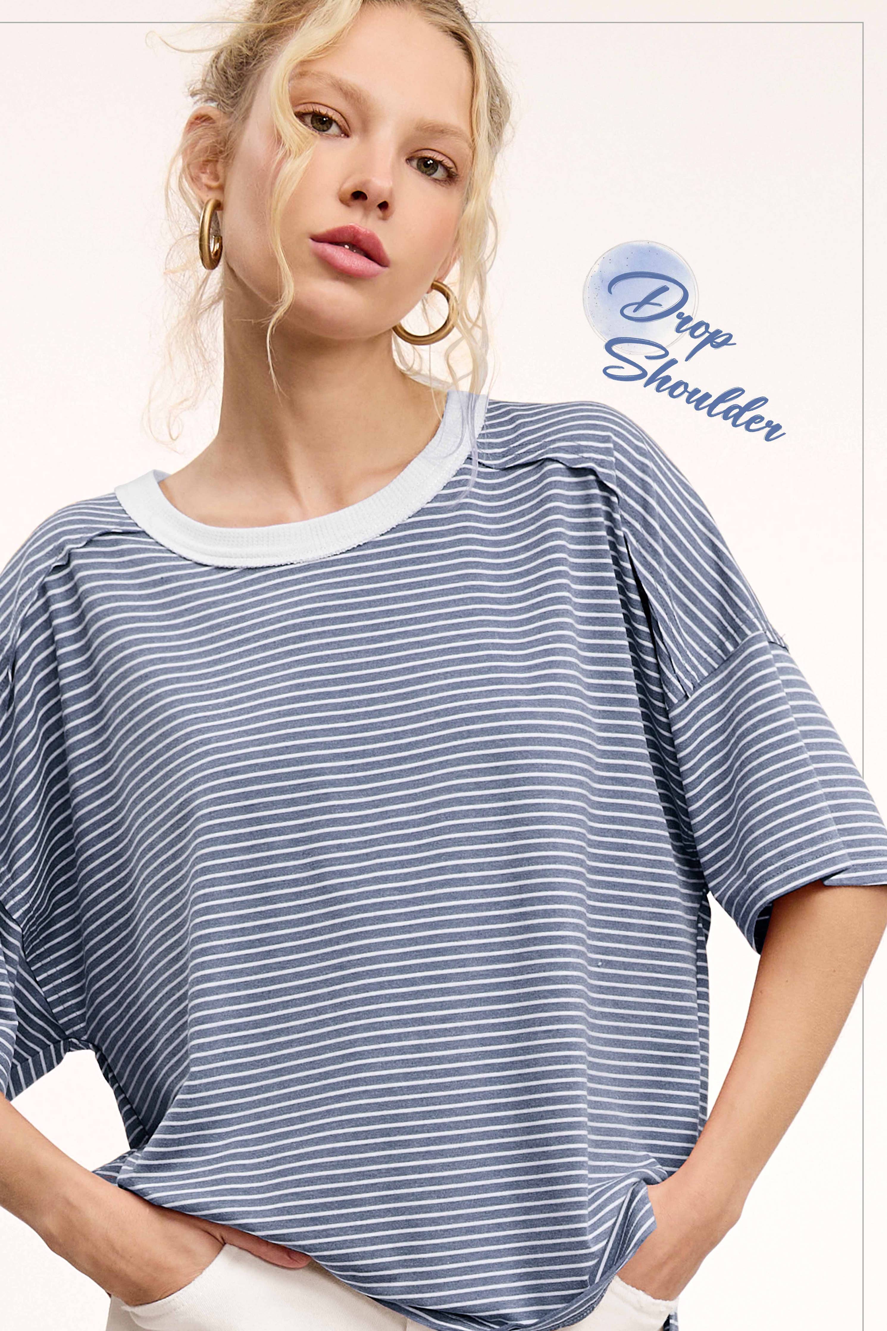 Striped Drop Shoulder Top
