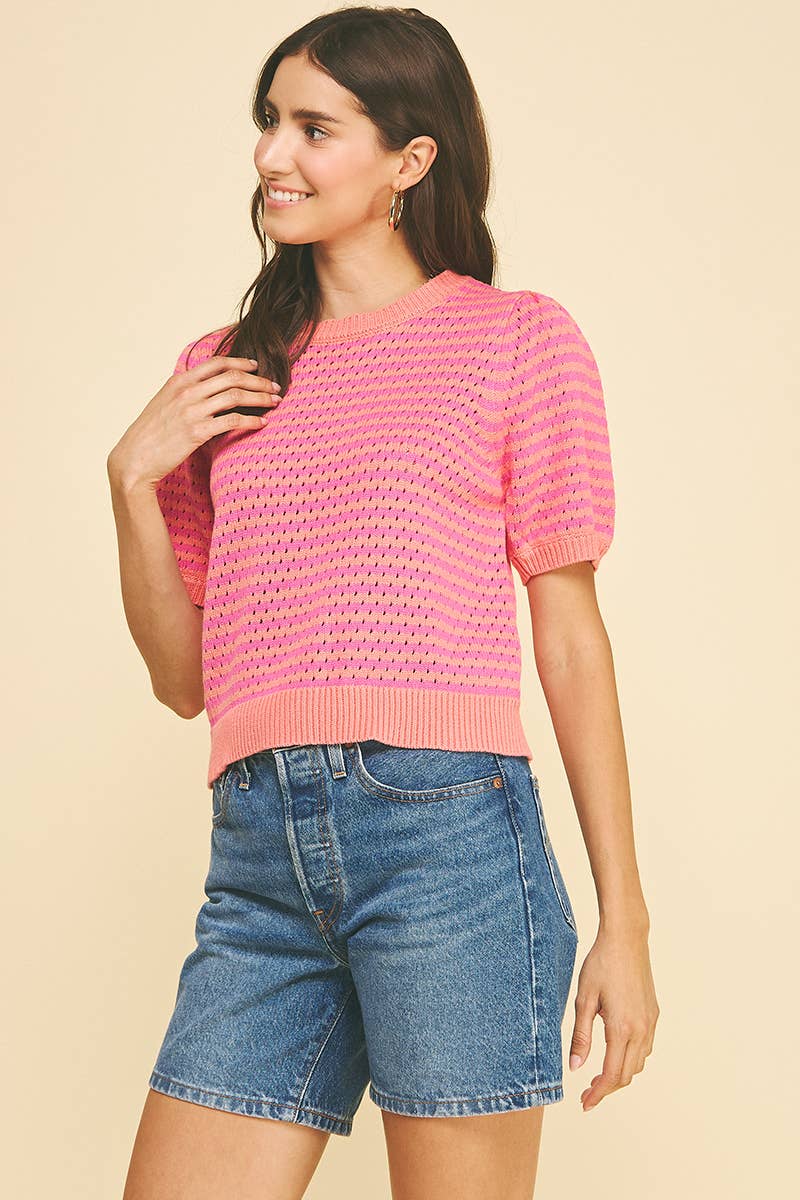 TEXTURED STRIPED KNIT TOP