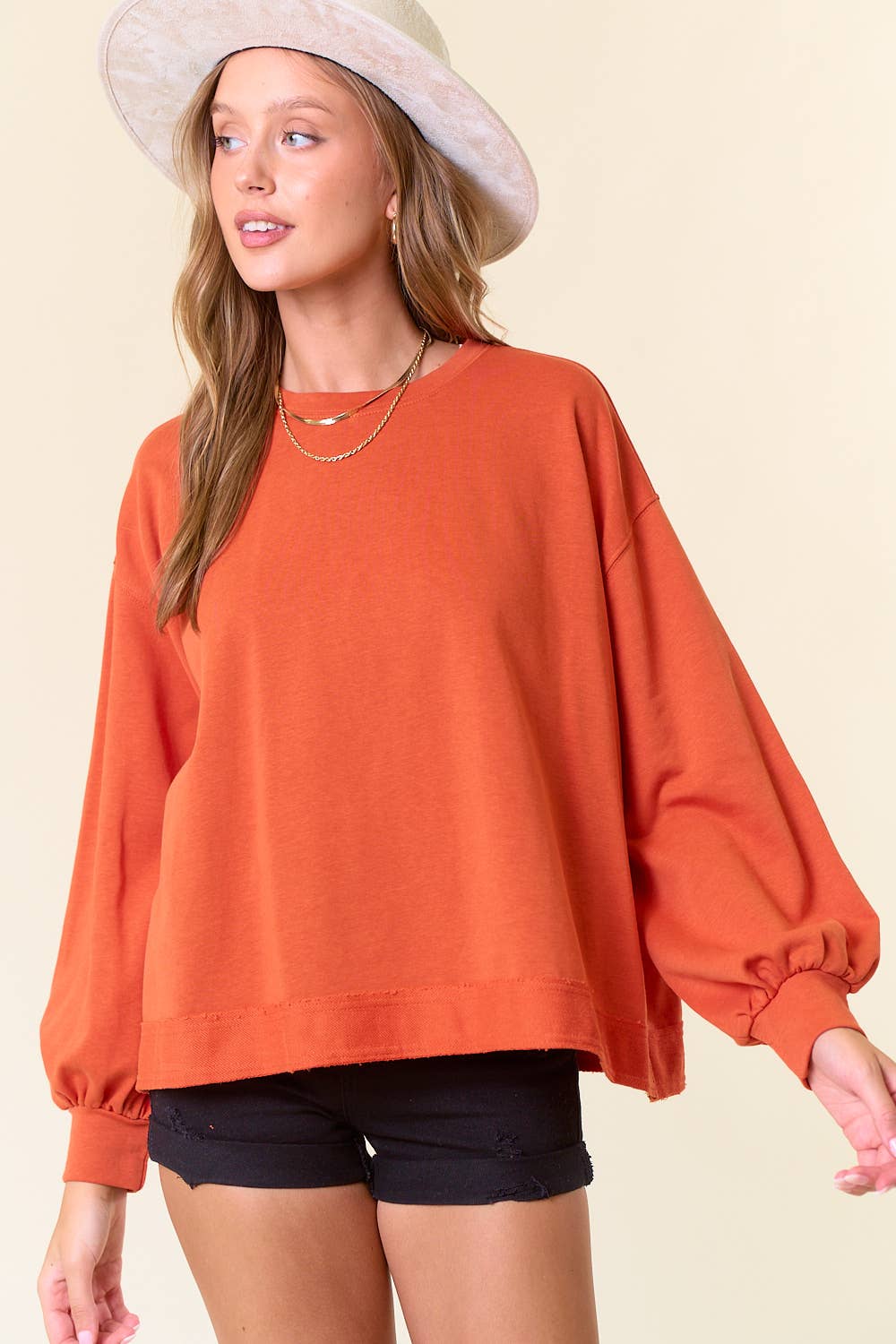 Puff Sleeve Over-Sized Sweatshirt