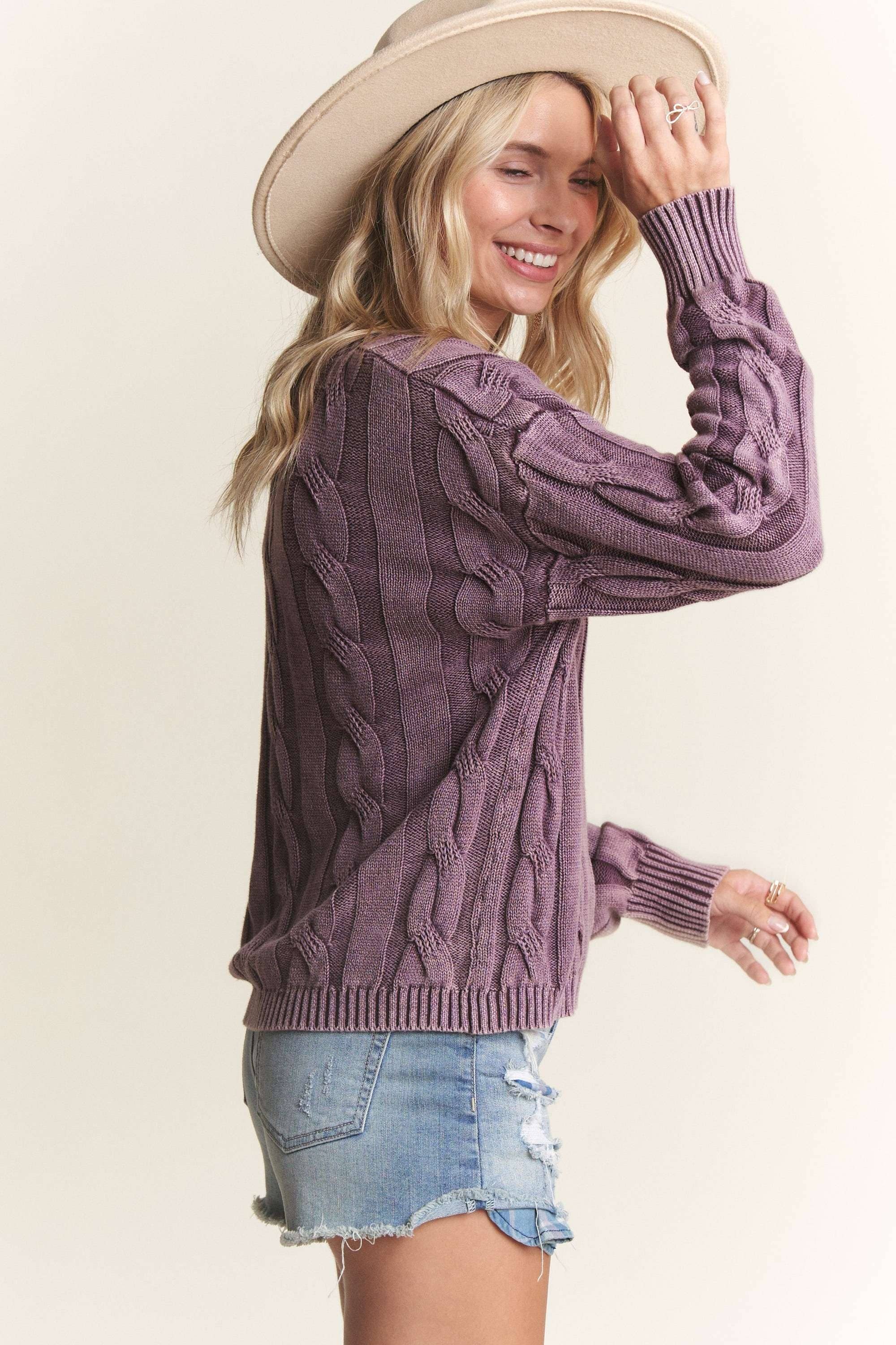 MINERAL WASHED CABLE KNIT