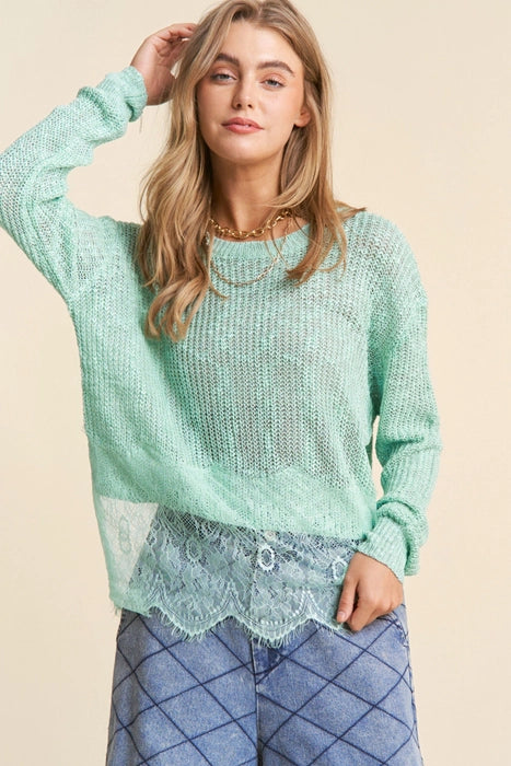 Sage Lace Knit top