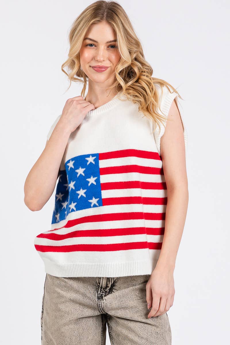 AMERICAN FLAG SWEATER VEST