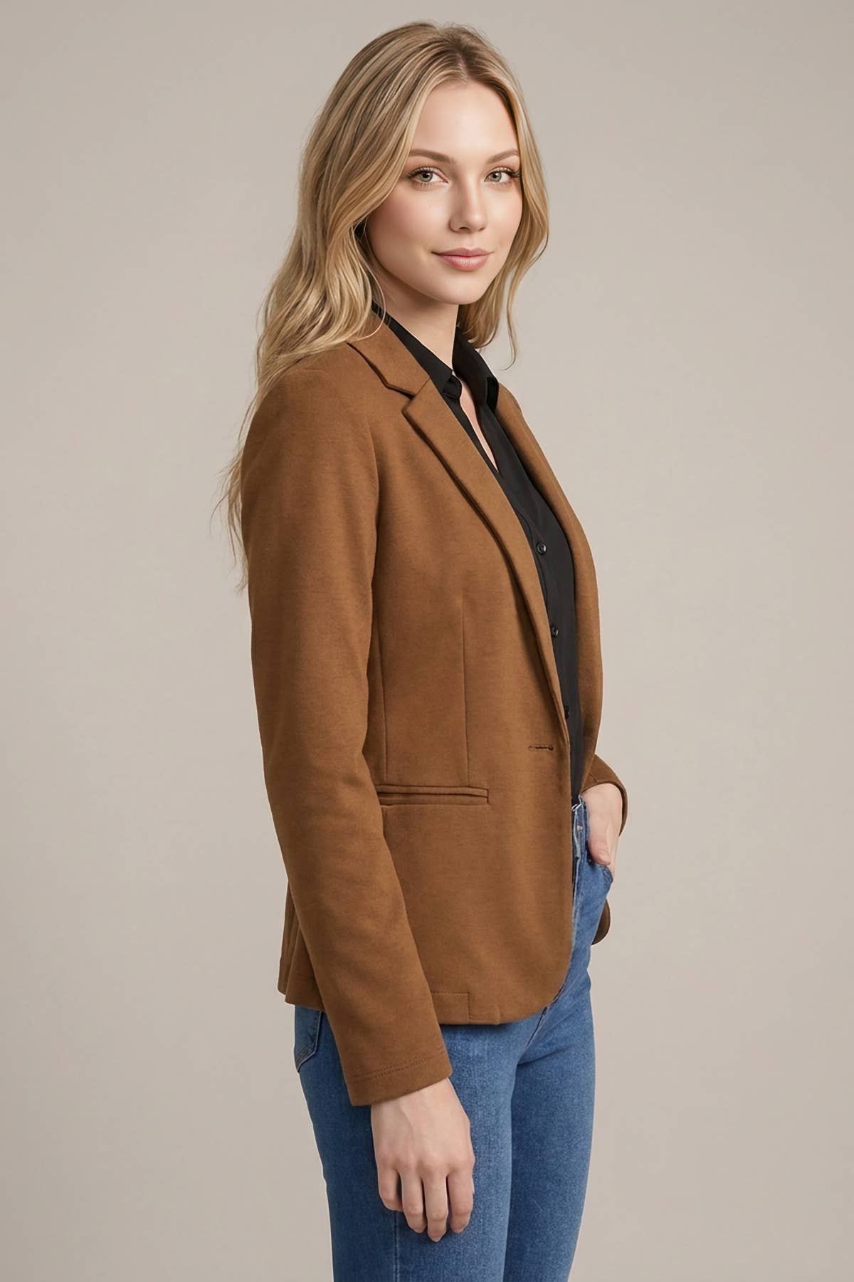 Classic Single-Button Tailored Blazer