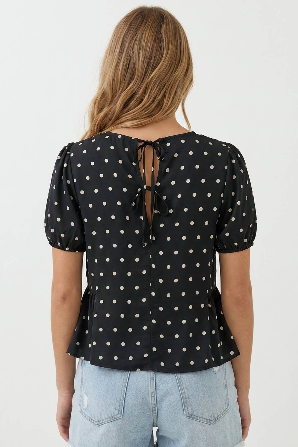 POLKA DOT PEPLUM BLOUSE