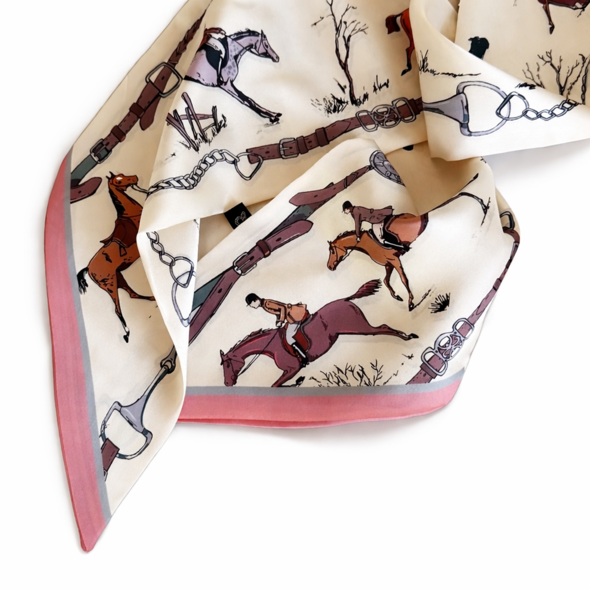 Heritage Equestrian Jumbo Twilly Scarf – Horse & Bridle Print