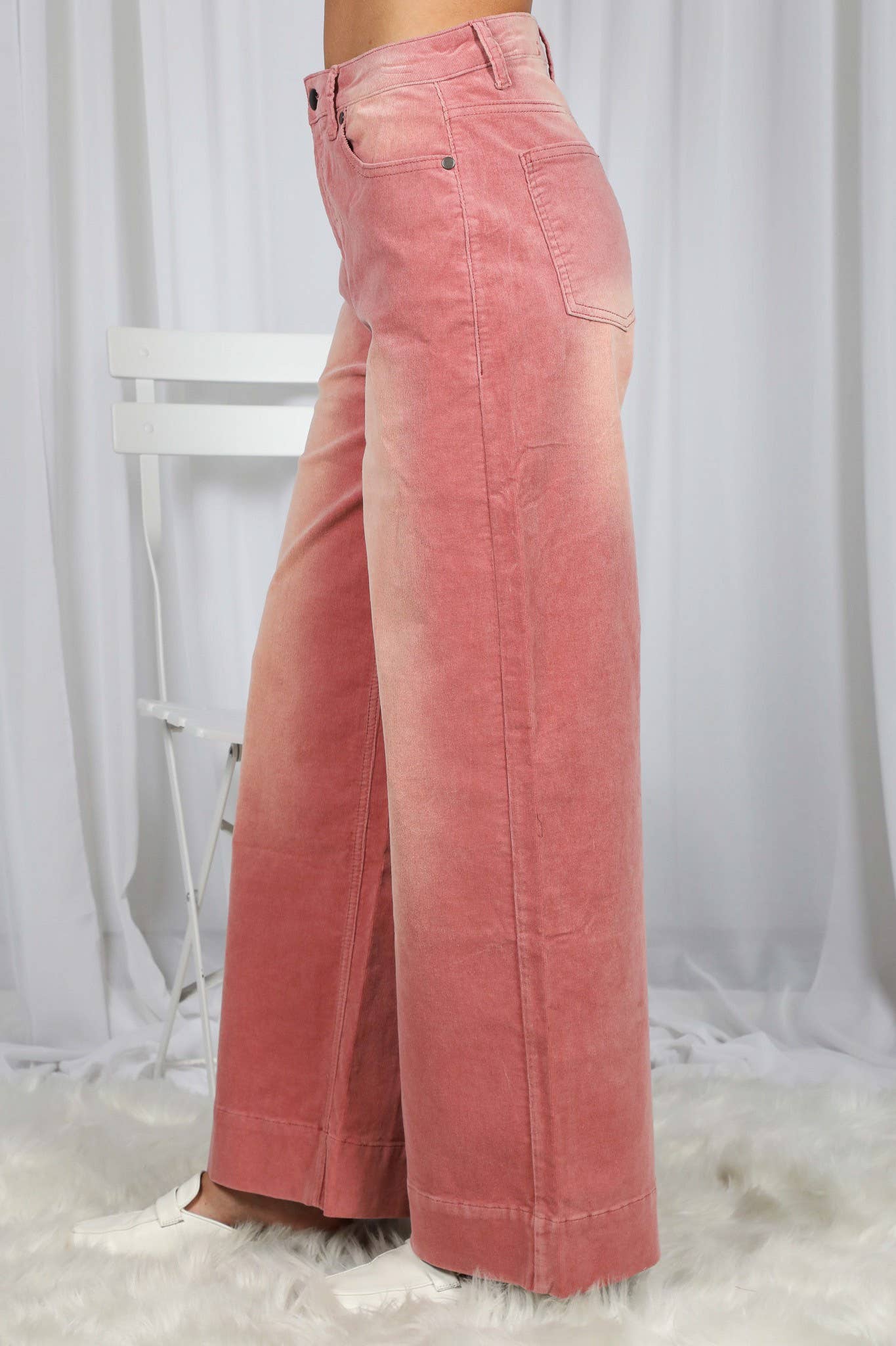 Stone Washed Cotton Corduroy Cropped Pants VP83141