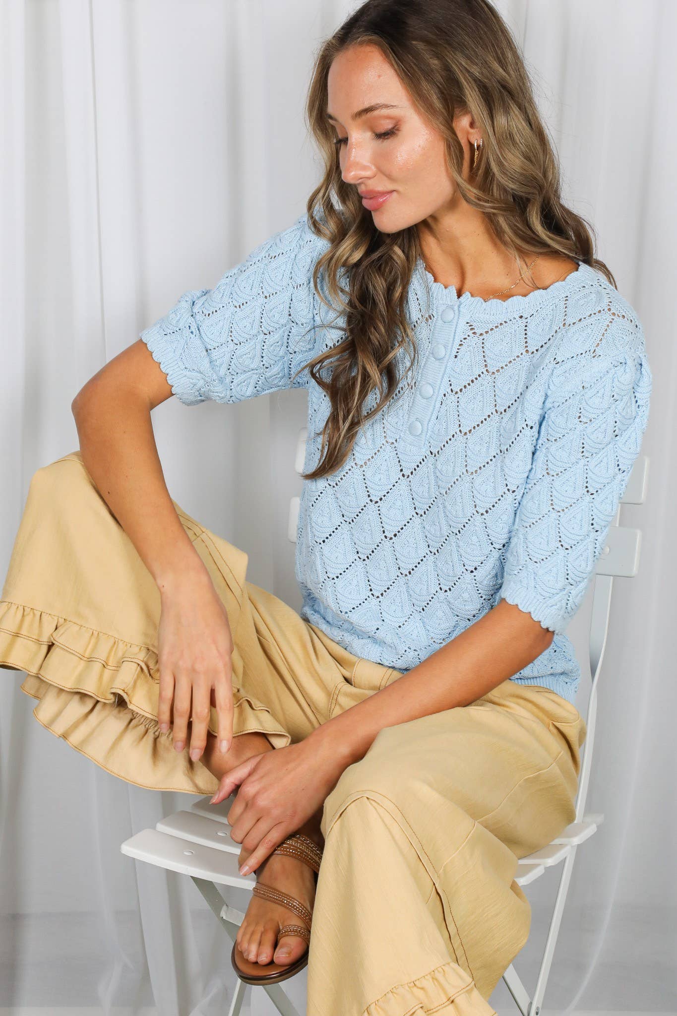 Textured Cotton Knitted Sweater