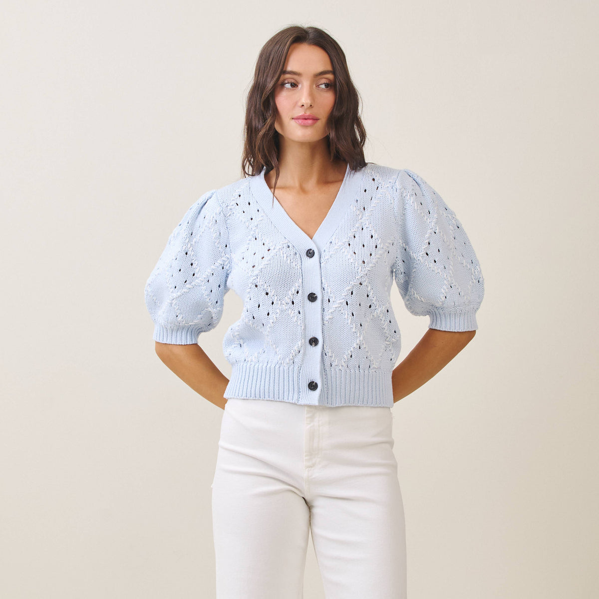 Whipstitch Diamond Cardigan