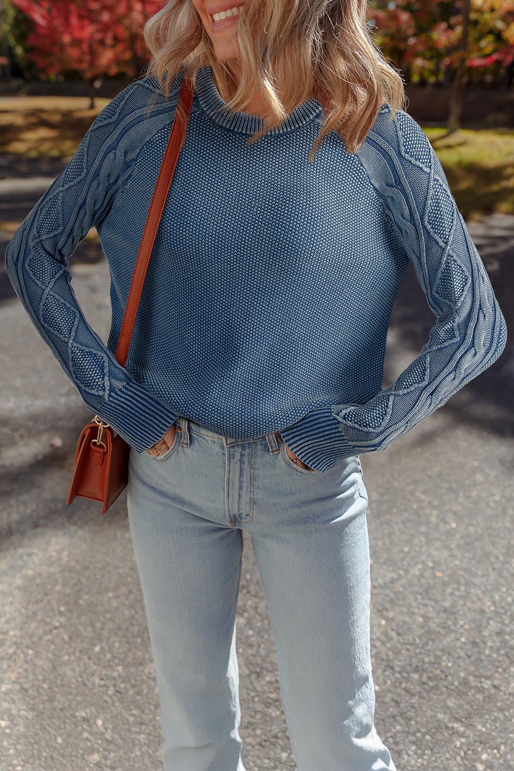 Contrast Cable Knit Sweater