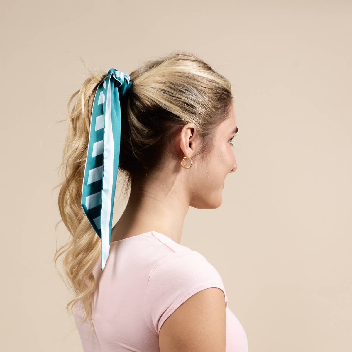 Twirl & Tie Scarf Accessory–Sicily Stripes Teal
