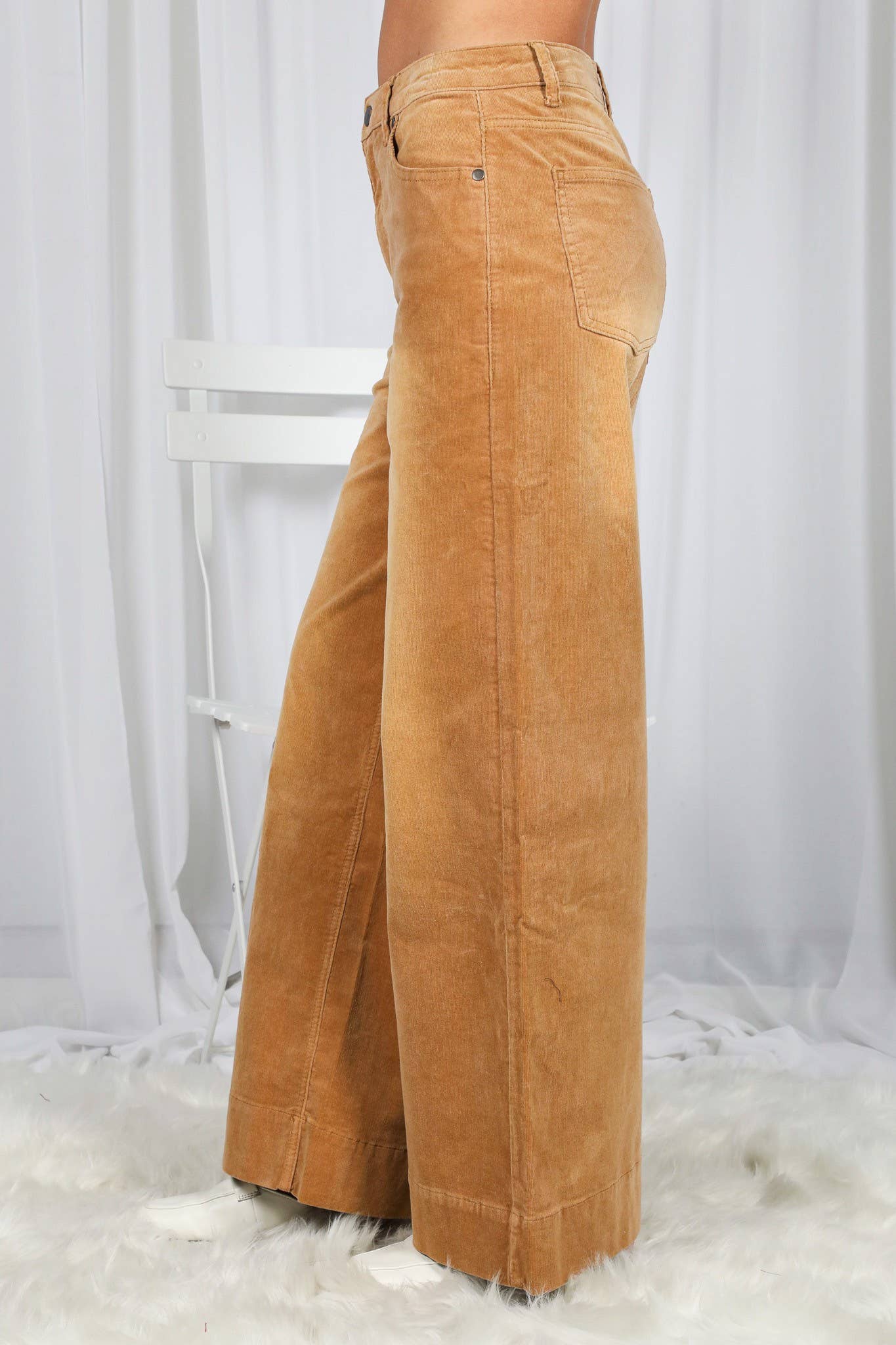 Stone Washed Cotton Corduroy Cropped Pants VP83141