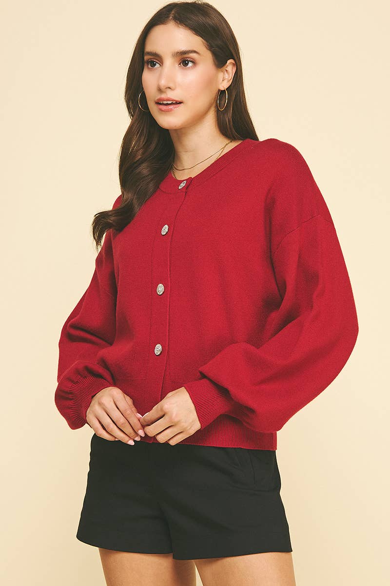 JEWEL BUTTON DOWN CARDIGAN