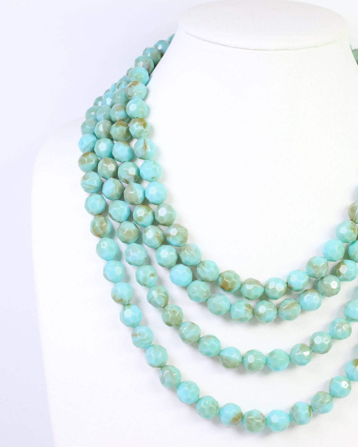 Mariam Beaded Layered Buckle Necklace Turquoise