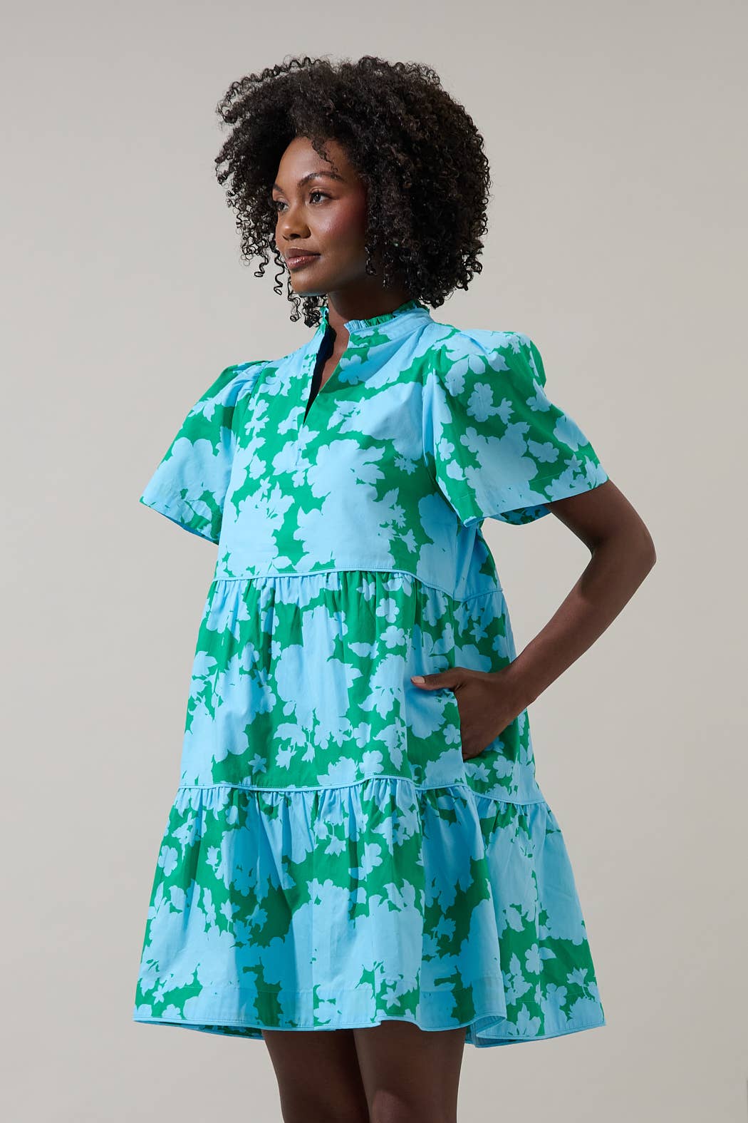 Riona Floral Candace Tiered Mini Dress