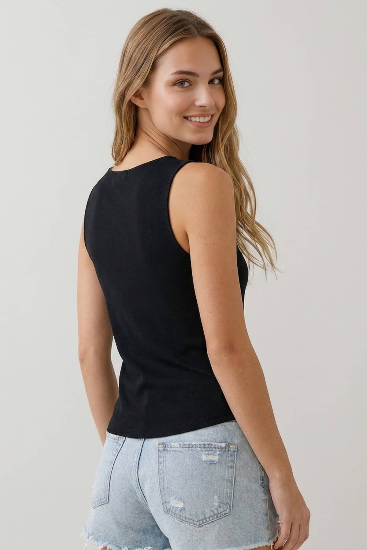 ASYMMETRICAL BOAT NECK TANK TOP