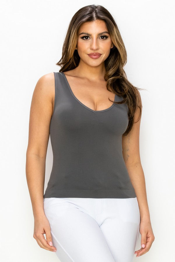 Short Reversible Seamless Cami (Vneck/Crew)