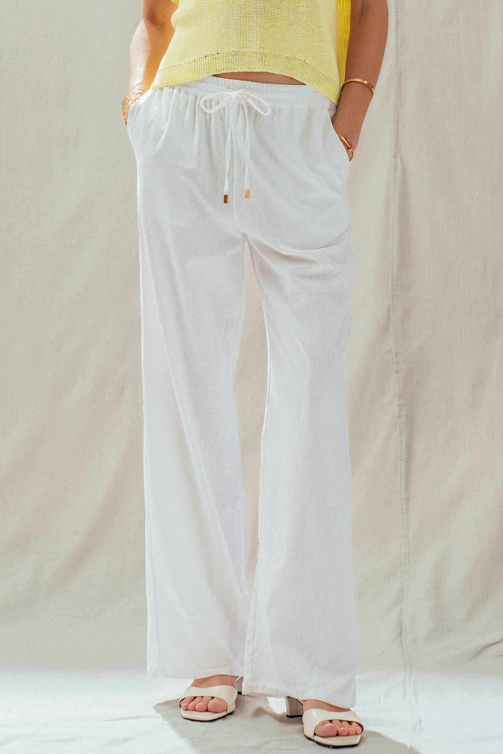 Linen Blend Wide Leg Pants