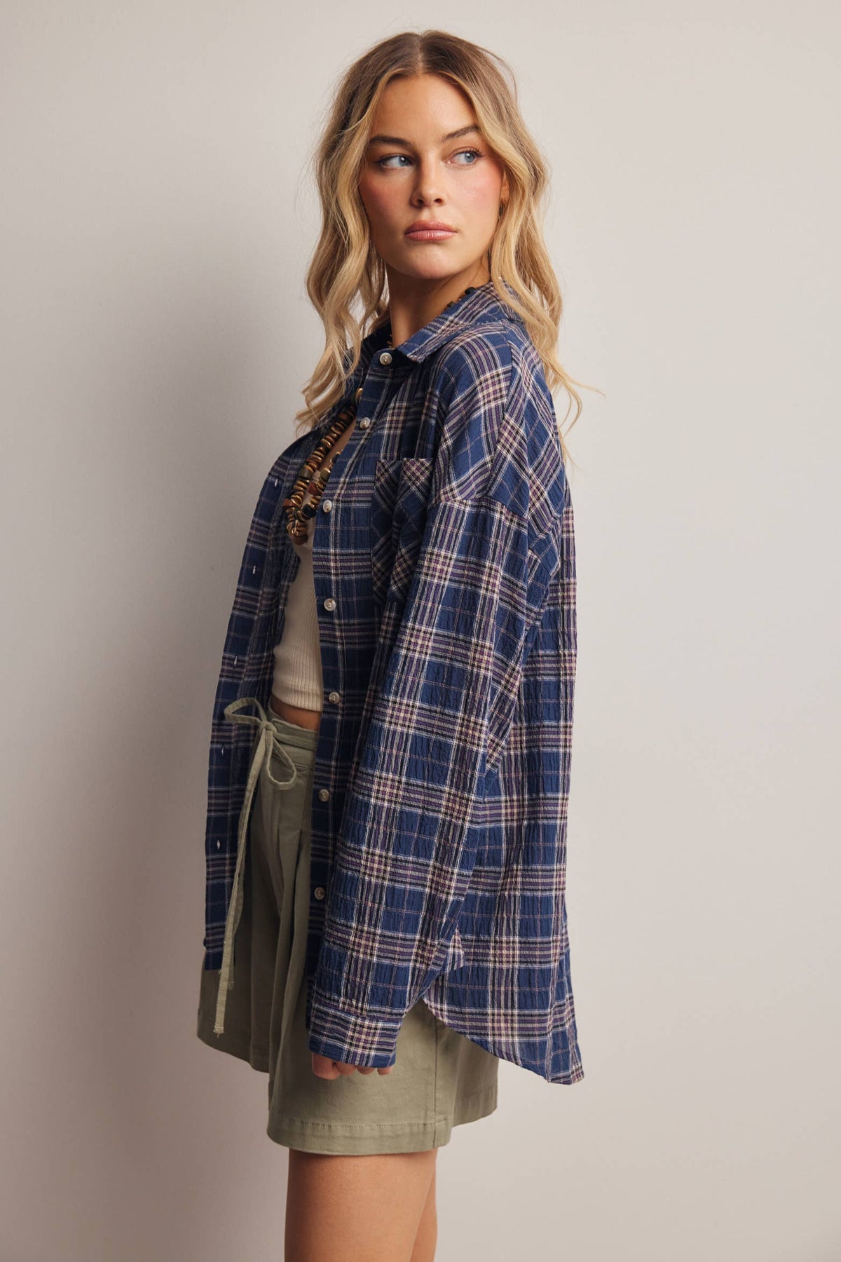 Soft Plaid Button-Up Shirt