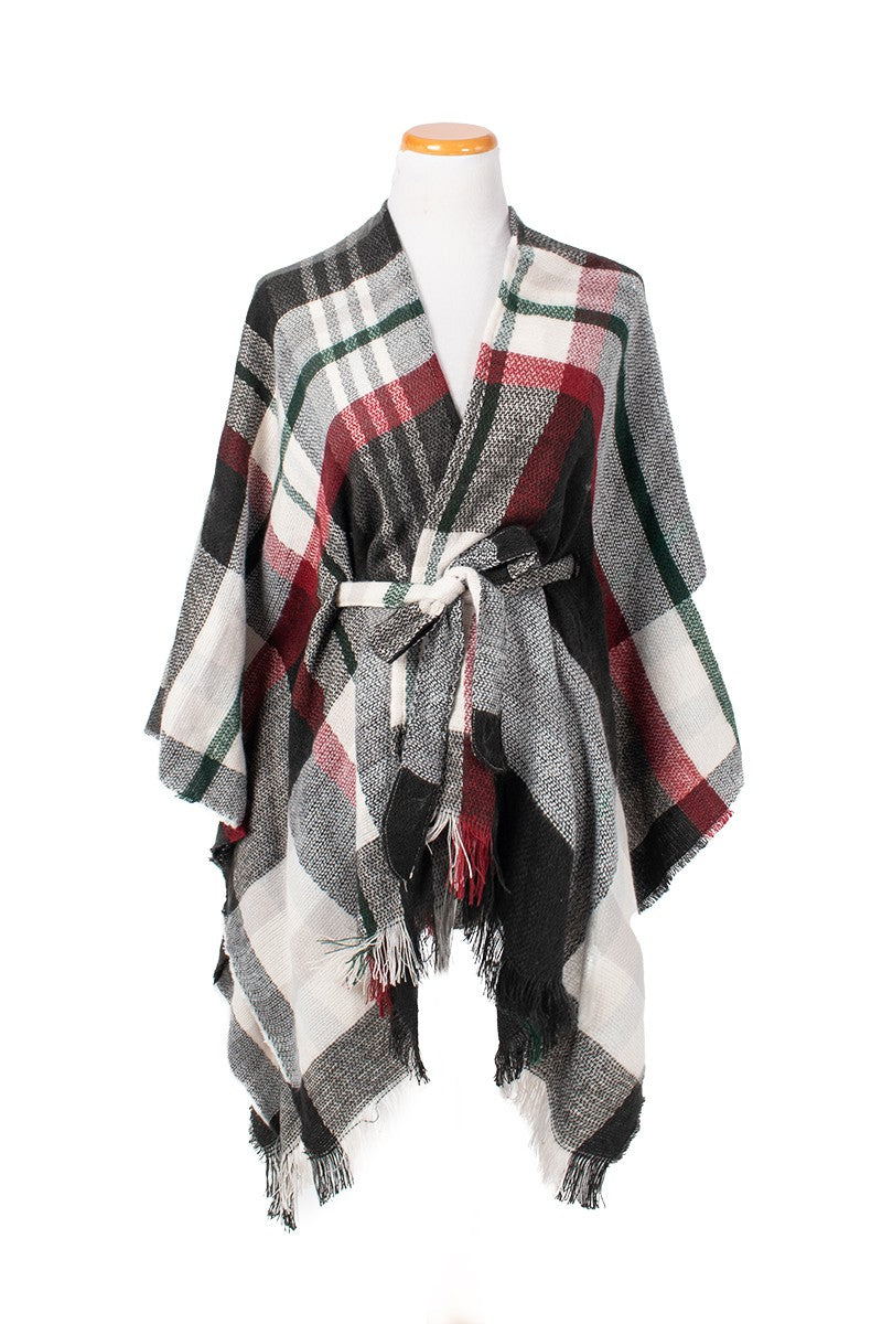 Plaid Belted Wrap