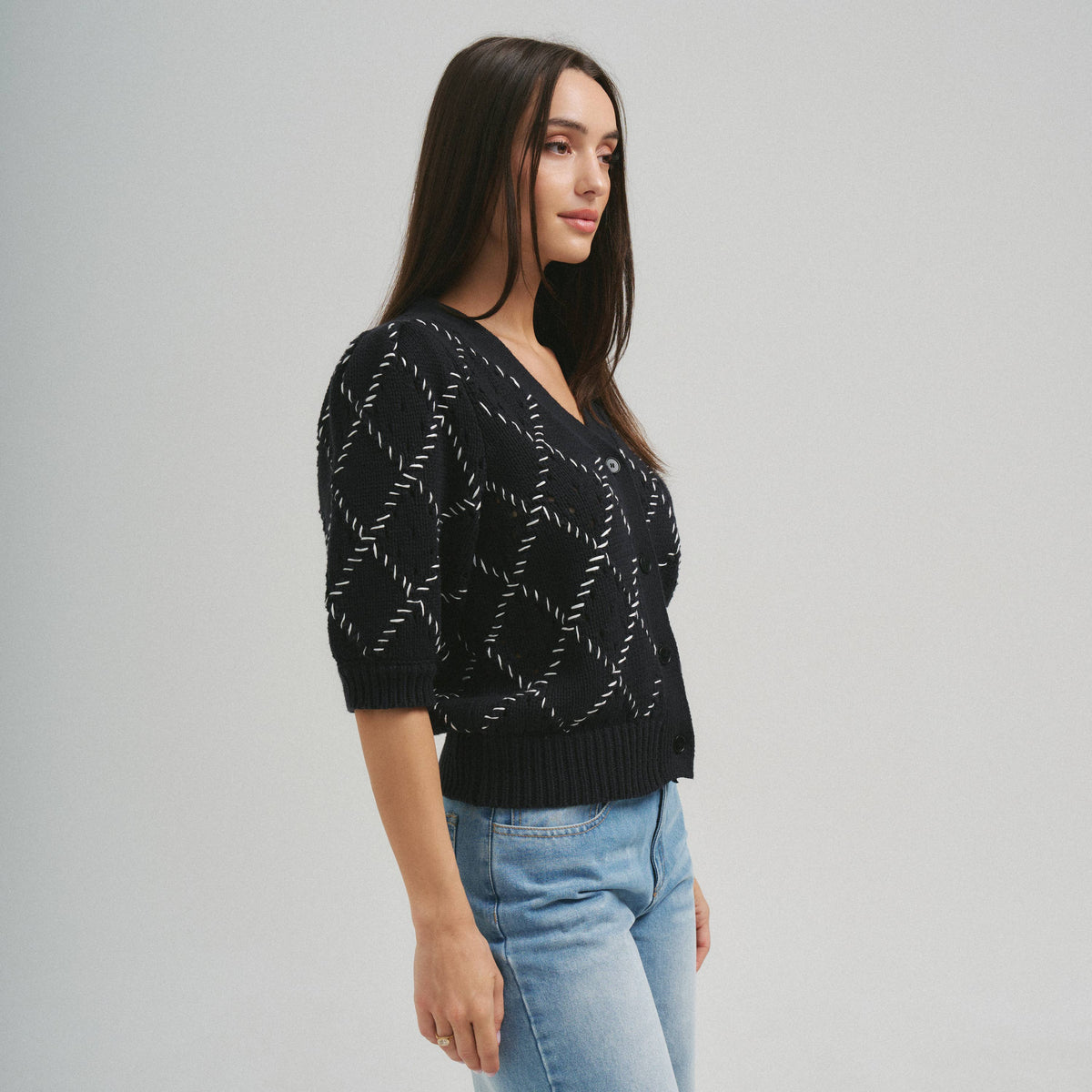 Whipstitch Diamond Cardigan