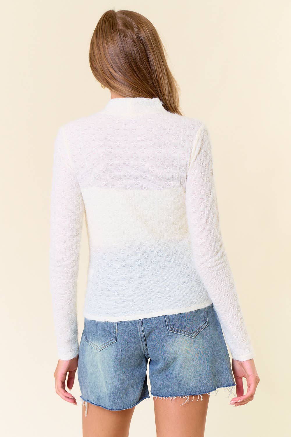 Brushed Floral Stretch Lace Top