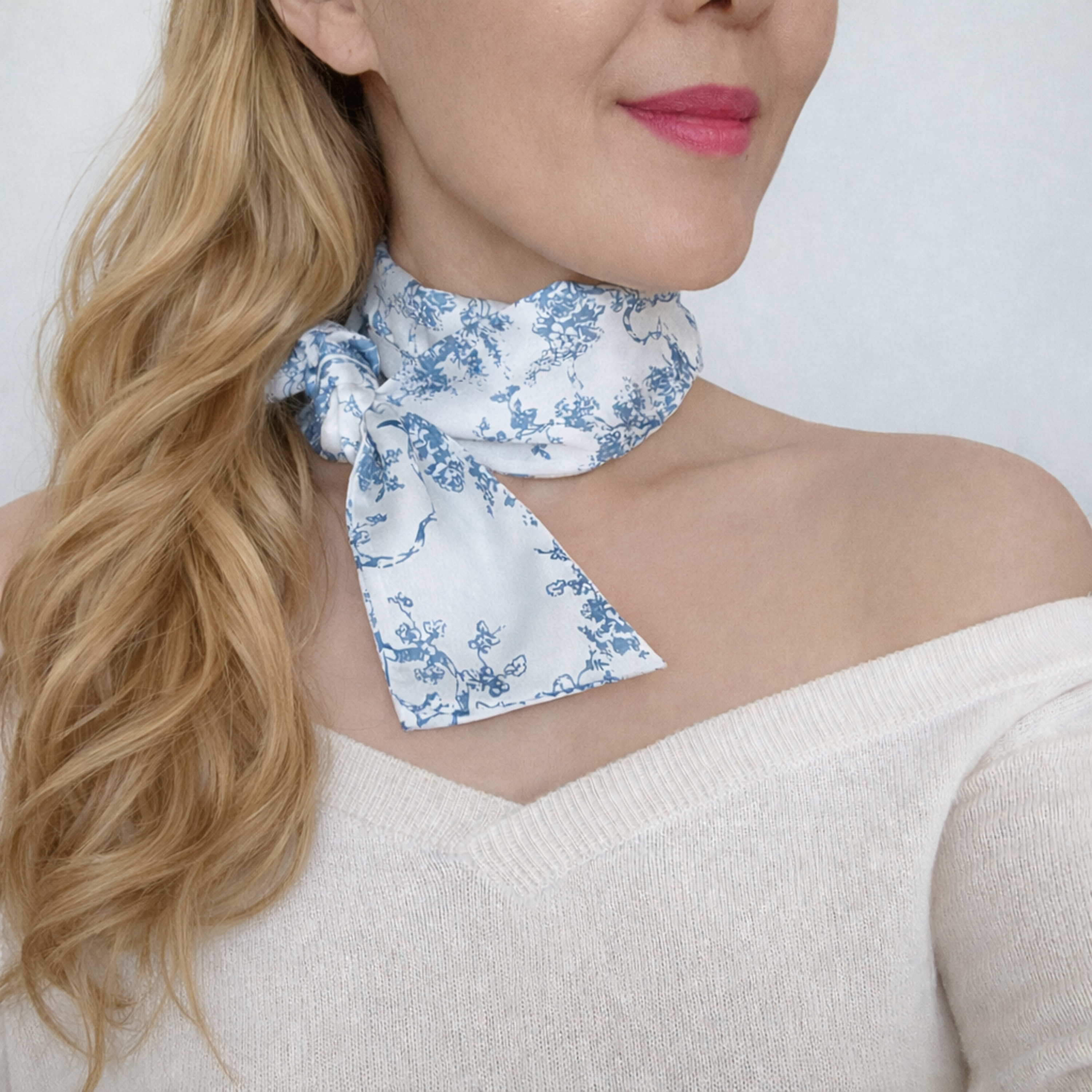 French Toile Sleek And Long Hair Scarf