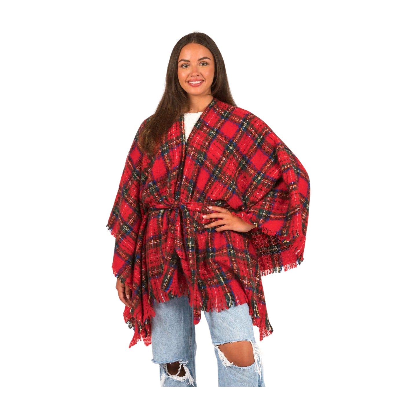 Plaid Belted Wrap