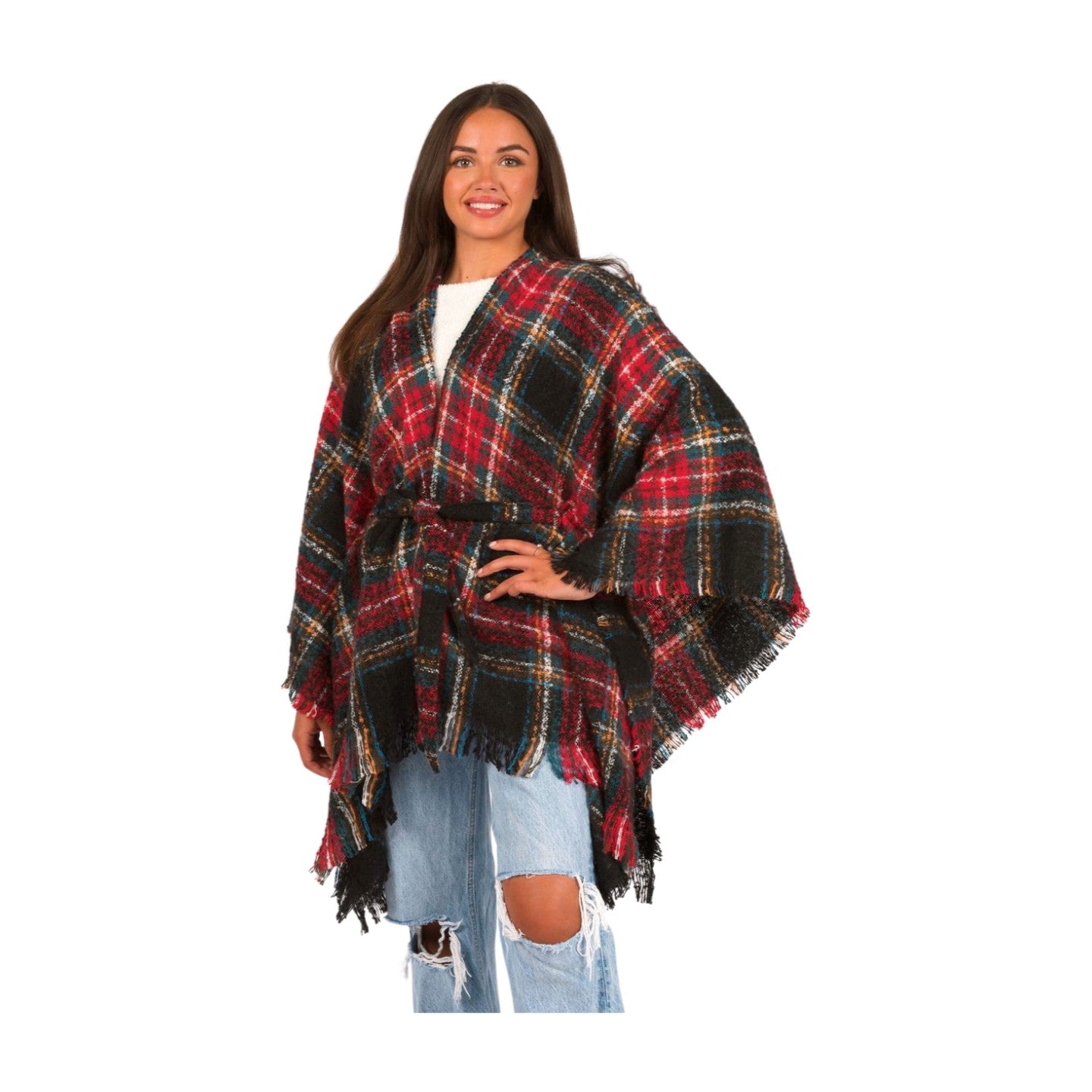 Plaid Belted Wrap