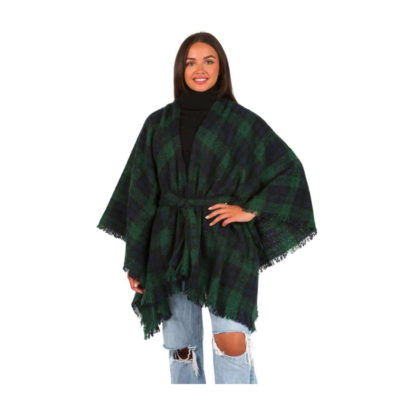 Plaid Belted Wrap