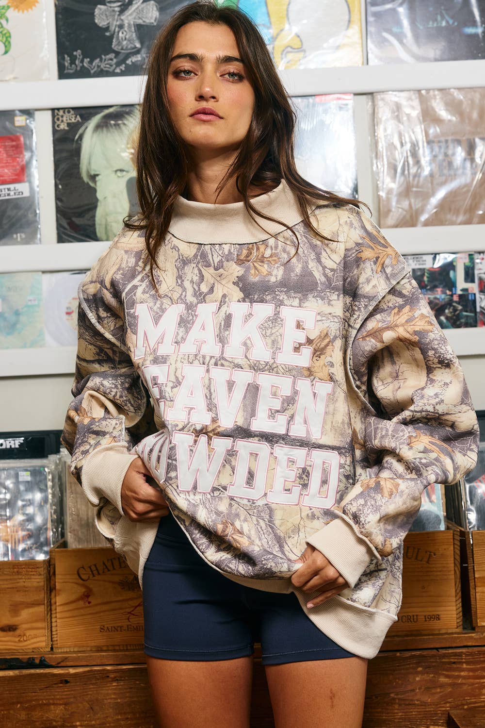 HEAVEN | Camo Appliqué Embroidery  Sweatshirt