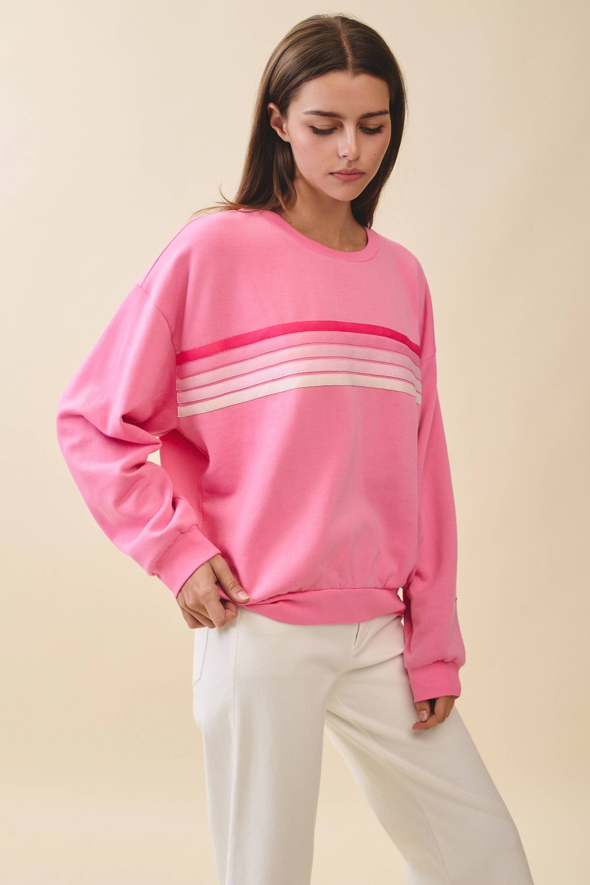 Retro Ombre Stripe Graphic Sweatshirt
